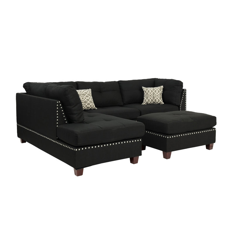 Canapé modulaire réversible en polyfibre avec repose-pieds