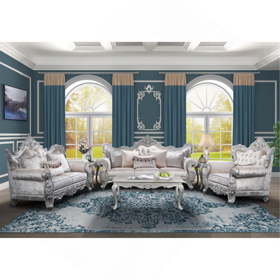 Melrose Traditional Loveseat Champagne With Silver Brush