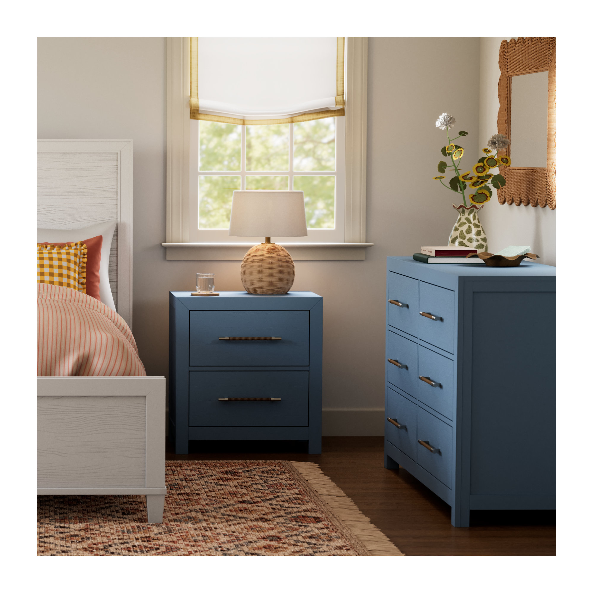 Lana 2 - Drawer Nightstand, Blue