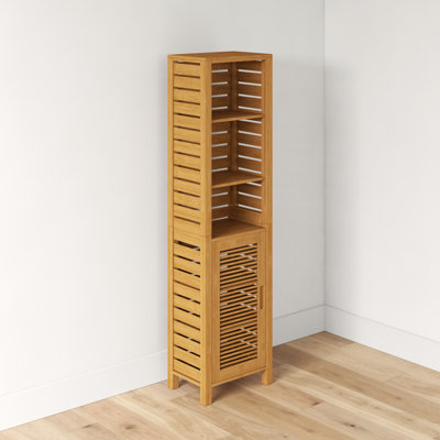 Ayden Solid Bamboo Wood Freestanding Linen Cabinet