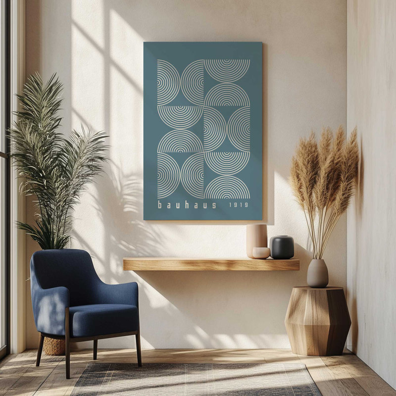 Affiche de composition Bauhaus, H 18 po x l 12 po, Toile tendue, Bleu tempête
