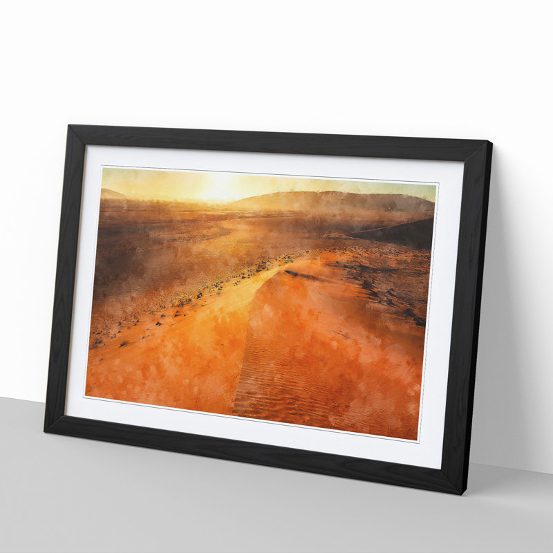 Exploring the Desert in Namibia - Picture Frame Painting, 48cm H x 65cm W x 2cm D, Black Framed