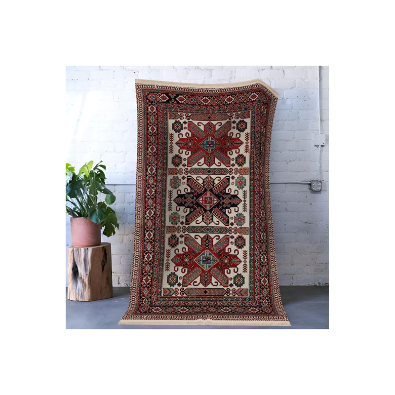 Tapis décoratif rétro bourgogne traditionnel lavable à la machine, Rectangle 3 pi 3 po x 4 pi 11 po
