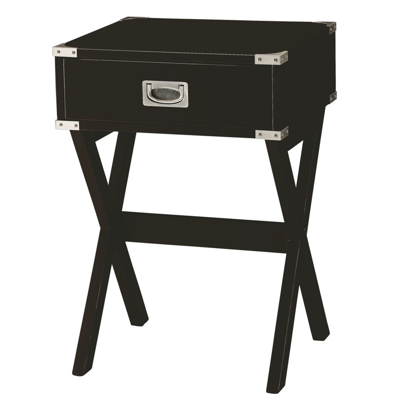 Black 1-Drawer End Table Side Table, Black