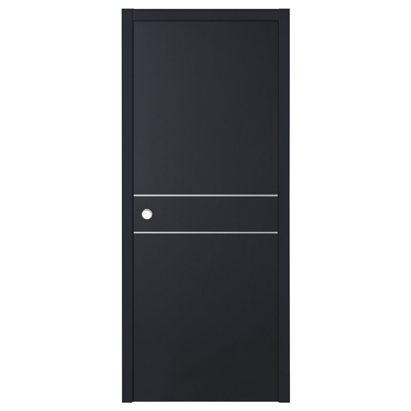 Porte intérieure moderne laminée noire douce Glam G-Pro 008 32 po x 96 po, 32 po x 96 po, Noir doux