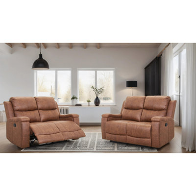 Canapé inclinable manuel en similicuir de 61 po de largeur avec porte-gobelets (ensemble de 2)