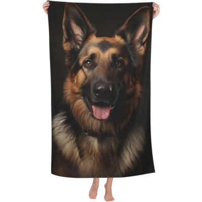 Serviette de plage Berger Allemand en microfibre antisable, ultra douce, à séchage rapide, absorbante et légère, idéale pour la piscine, la salle de bain et la décoration extérieure (91 x 183 cm). Parfait pour la plage, la salle de bain et la piscine. Dimensions : 91 x 183 cm.