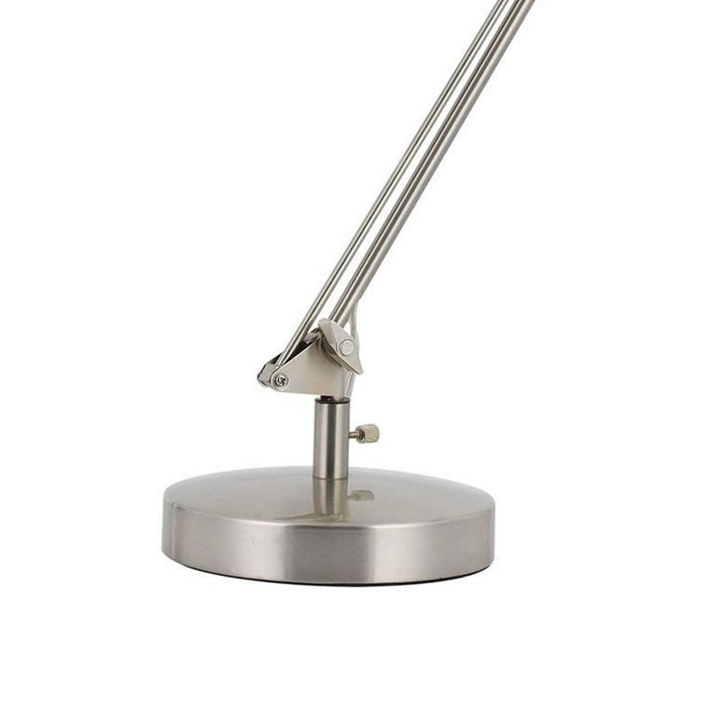60W Metal Task Lamp with Adjustable Arms and Swivel Head, Silver, Silver