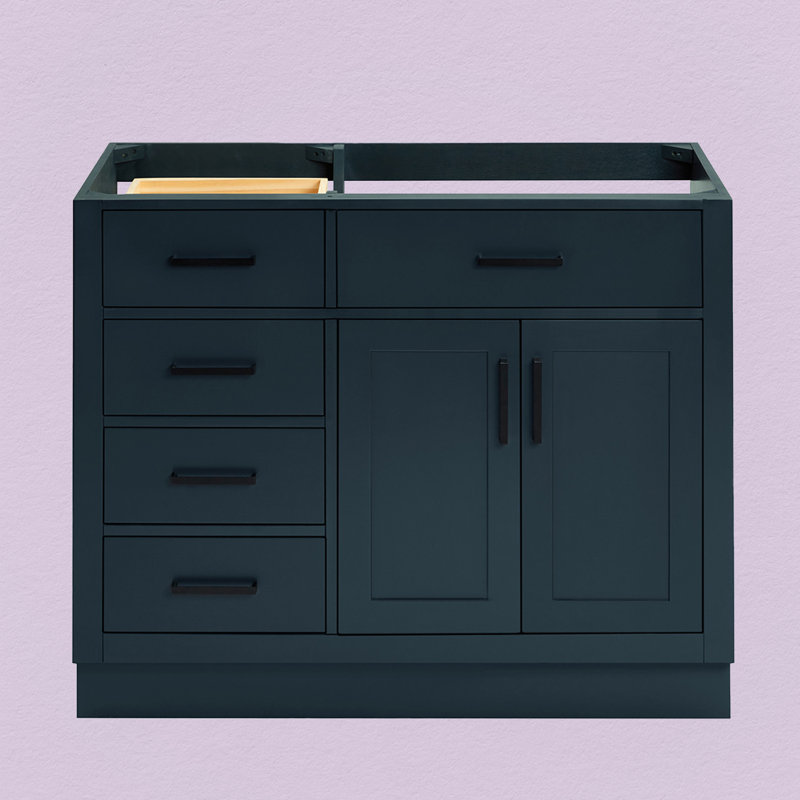 42" Single Bathroom Vanity Base only, Midnight Blue, Matte Black