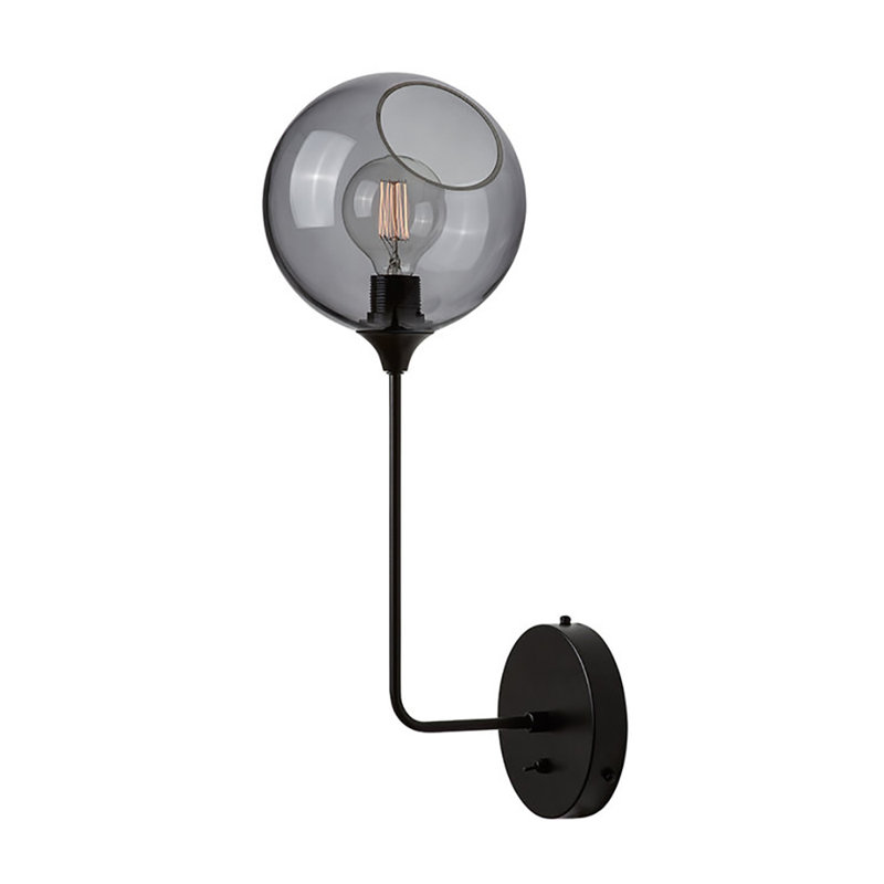Ballroom 1 - Light Armed Sconce, 23" H x 8" W x 8" D, Black, Smoke