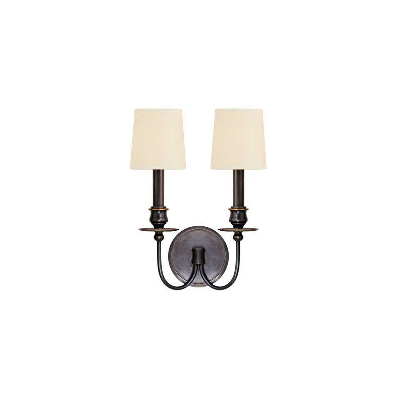 Cohasset 2-Light Wall Sconce, Aged Brass, Cream