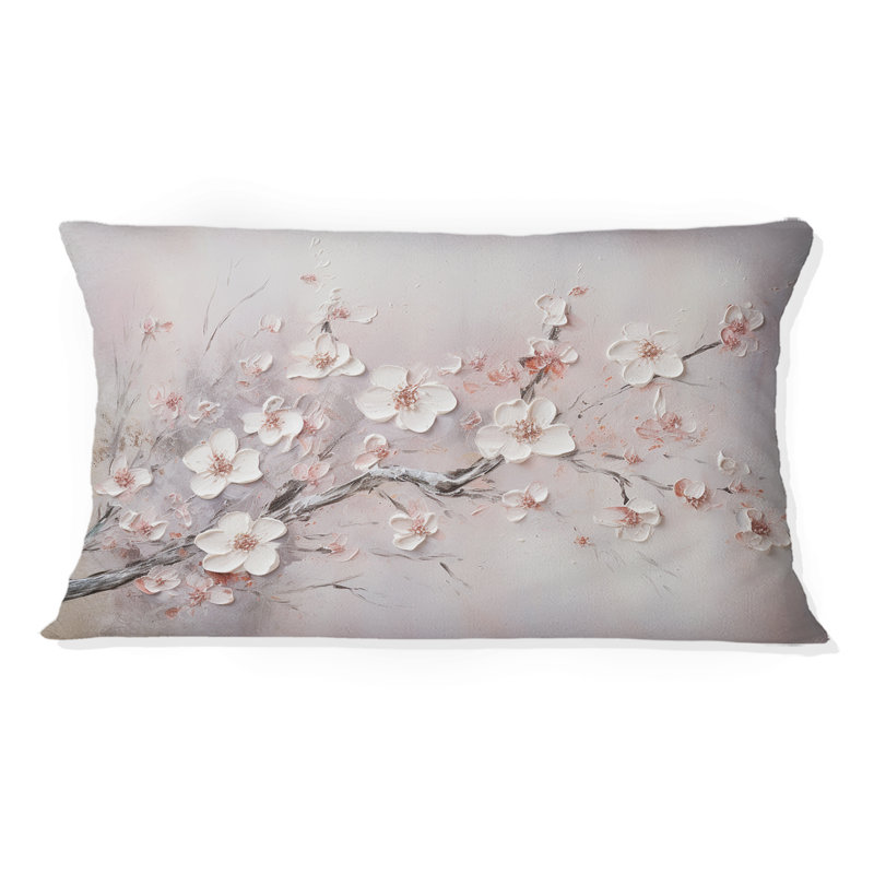 Coussin rose et gris Cherry Blossom - imprimé de fleurs