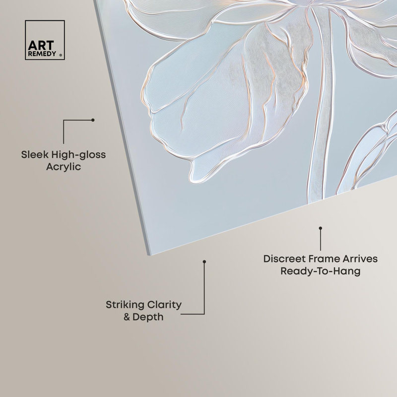 Embossed Flower II Acrylic Elegant Floral Decor by Art Remedy, Ready to Hang, 12" H x 12" W