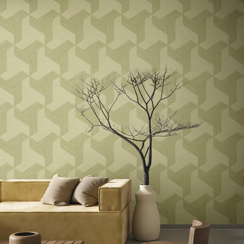 Synergy Geometric Design Wallpaper Roll, Gray