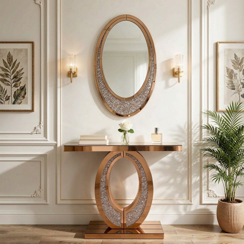 39.37 " W Glass Top Console Table