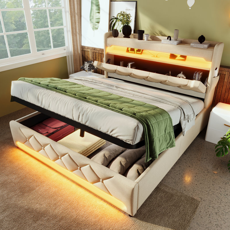 Metal Bed, Beige, Super King (6')