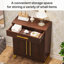 Armoire à chaussures 31,5 pouces en bois noyer et or avec portes