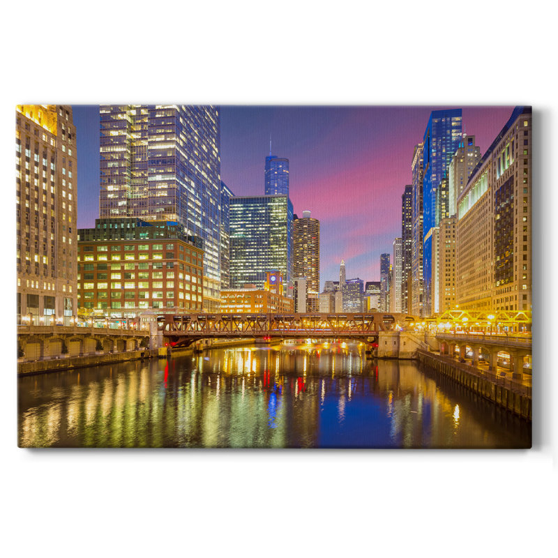 " Chicago River III ", 40" H x 60" W x 1.5" D
