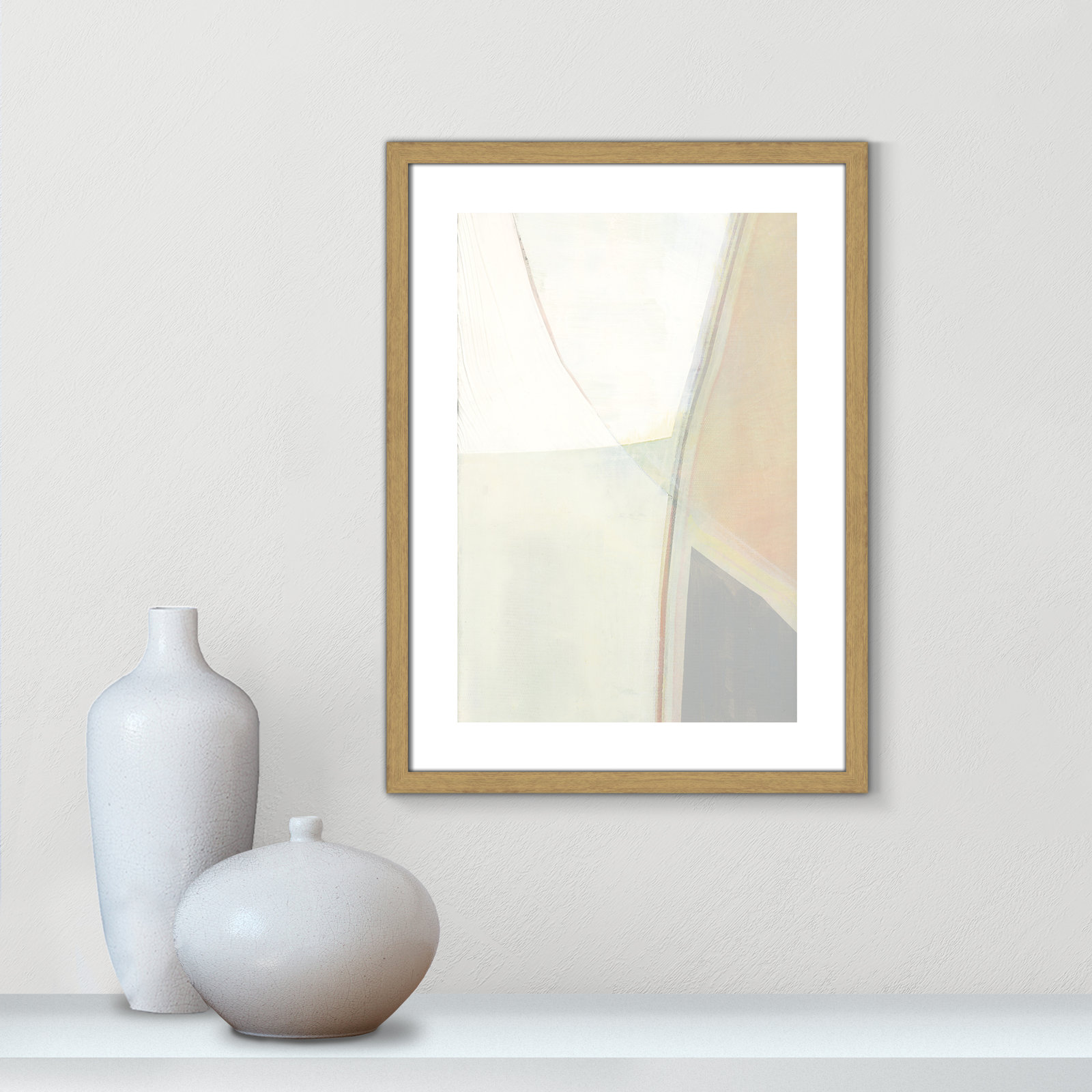 Alexandria "In Neutral II" Painting by Cartissi, Beige Wood Framed Paper, 23" H x 17" W x 0.75" D