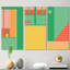 Ensemble de 3 pièces rétro rétro et minimalistes géométriques multicolores - Art moderne Mid-Century-1561578589