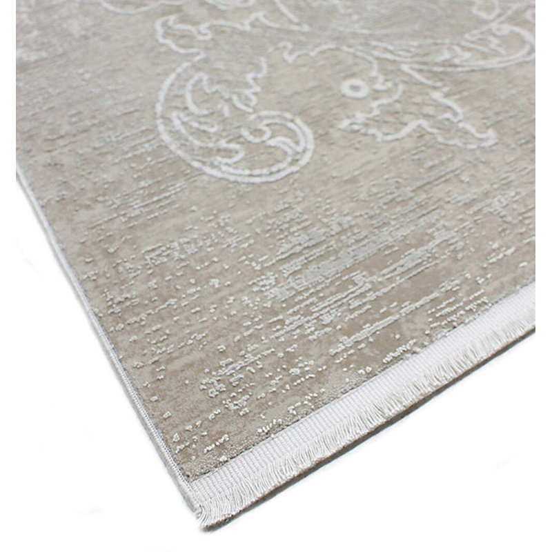 Modena Damask Area Rug in Sand, Rectangle 4' x 6'