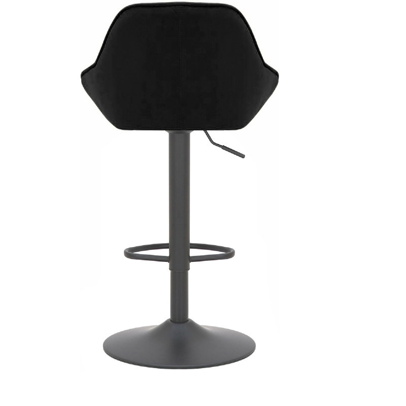 Kenery Swivel Upholstered Adjustable Height Counter Stool with Metal Frame, Black