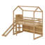 Lit mezzanine en forme de maison avec glissoire de divertissement, tablettes de rangement et lumières-130830259