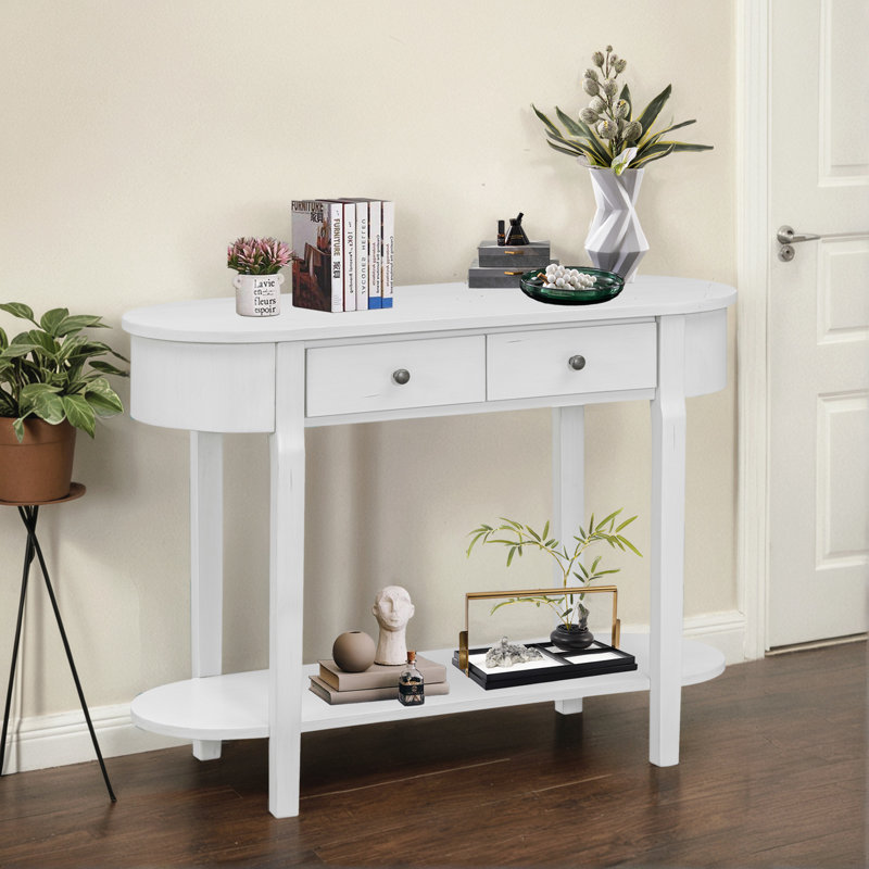 40" W Console Table With 2 Drawers, Antique White