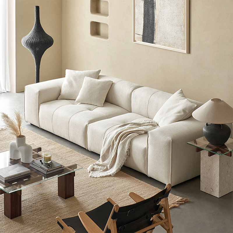 Canapé modulaire en velours blanc, Blanc