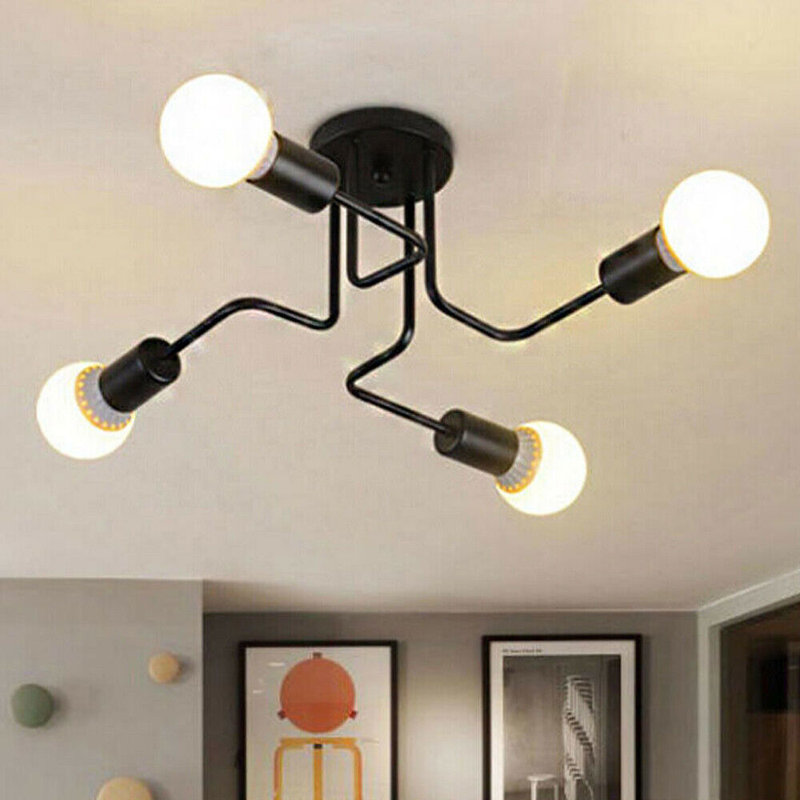 Plafonnier industriel semi-encastré Steampunk 4 têtes