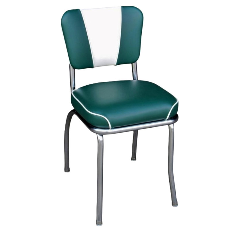 Retro Home Upholstered 'V' Back Dining Chair, Green