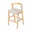 Tabouret de bar d'intérieur en bois d'hévéa Balmans, finition naturelle et revêtement beige, ensemble de 2-1071670940