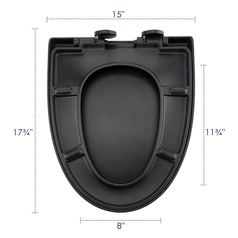 Siège de toilette allongé Turner en noir mat, fermeture en douceur et dégagement rapide, Noir mat
