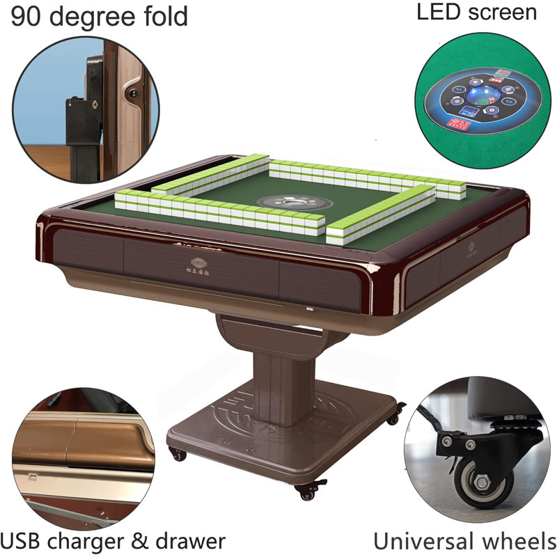 Table pliante automatique de style Mahjong avec tuiles de 40 mm, couverture rigide incluse
