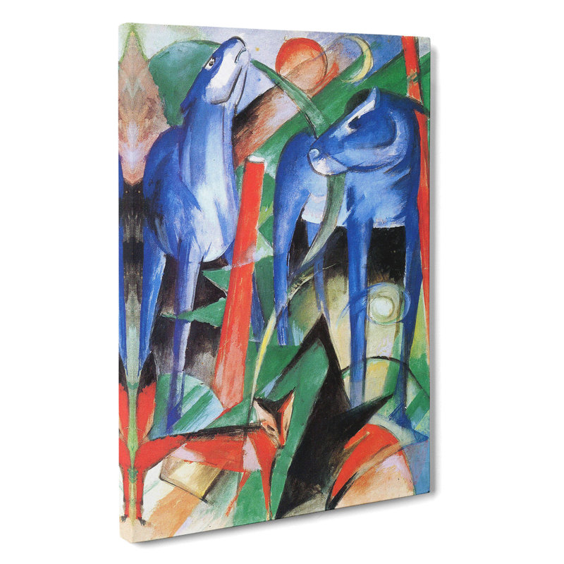 Two Blue Horses Vol.2 by Franz Marc - Wrapped Canvas Painting, 60cm H x 40cm W x 3cm D