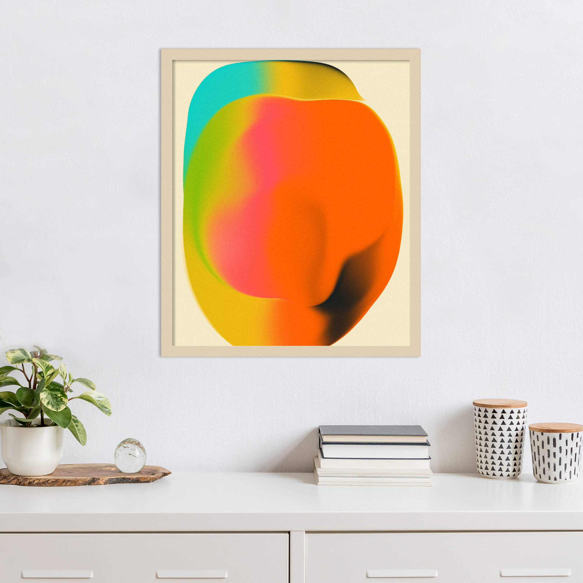 Smudge 2 by Jazzberry Blue, Brown Framed, 13" H x 11" W