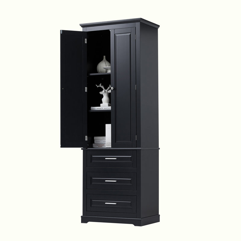 Bathroom Storage Cabinet with 3 Drawers, Black