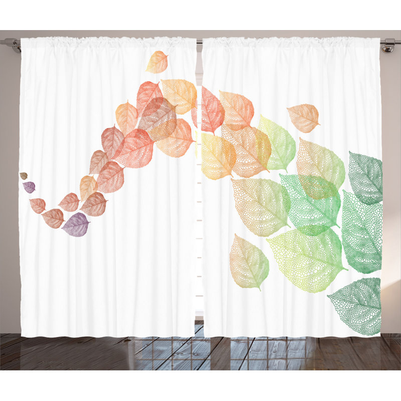 Leaves Floral Semi-Sheer Rod Pocket Curtain Panels, 54" x 90"