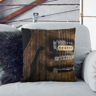 Strings of the Electric Guitar Painting Cushion with Filling