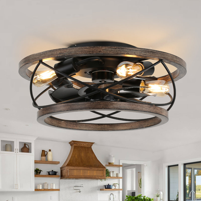 Ventilateur de plafond Bowdoin de 18 po de style ferme, encastré, réversible, petit ventilateur sans pales pour plafond bas