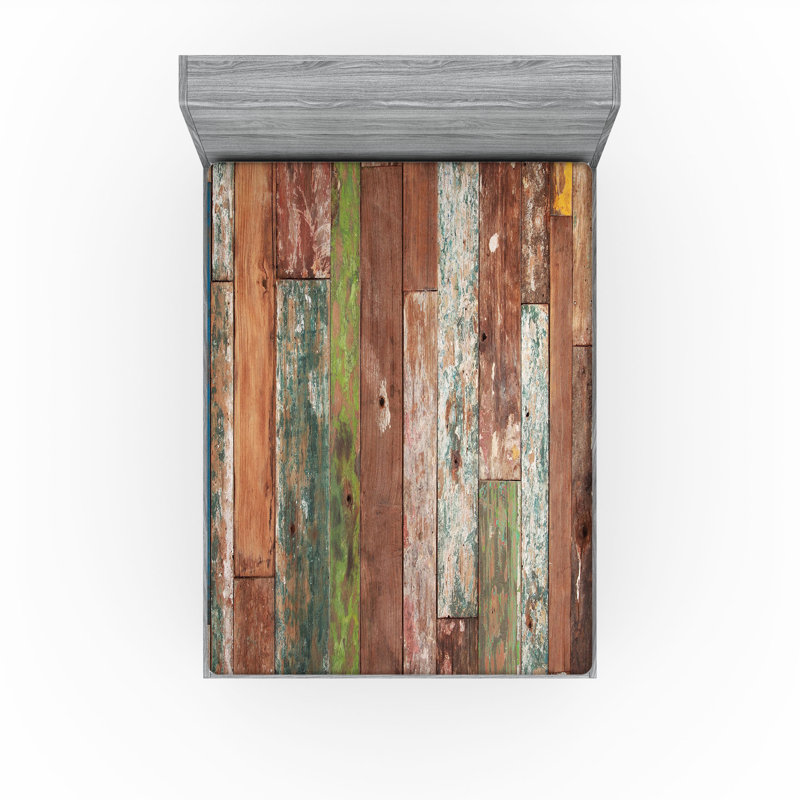 Ensemble de 2 draps-housses Ambesonne, Multicolore / bois et déclin 2, Drap-housse de taille très grand