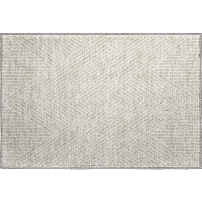 Tapis beige Prisco lavable à la machine de qualité supérieure, Rectangle 1 pi 8 po x 2 pi 6 po