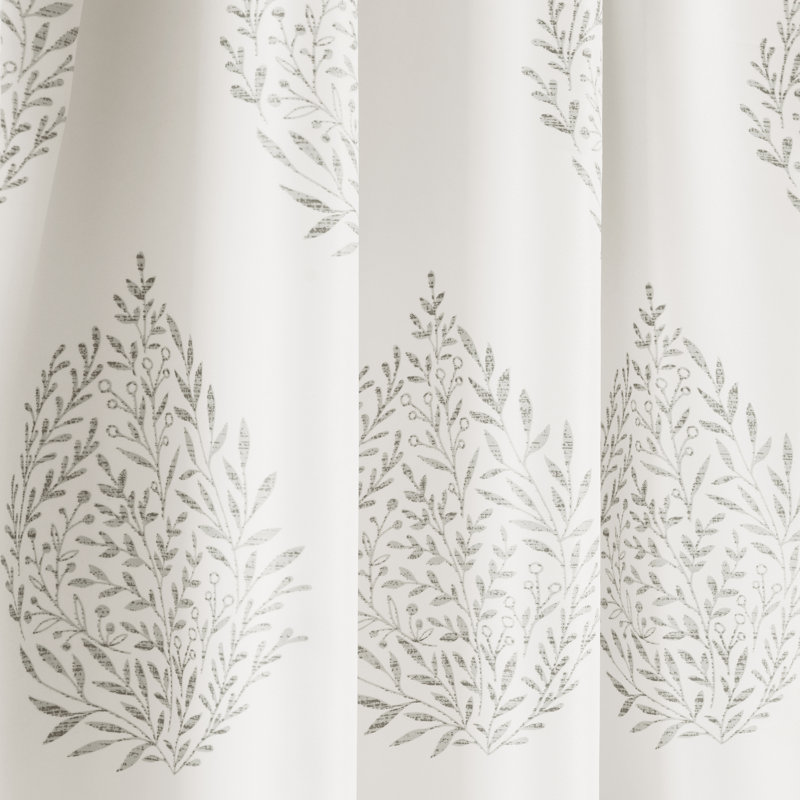 Teardrop Leaf Room Darkening Curtain Pair, 52" W x 63" L, Gray