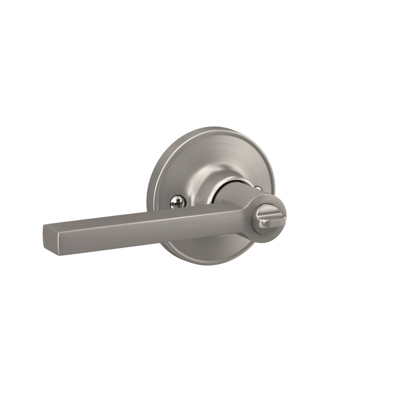 Solstice Privacy Door Lever with Rosette, Satin Nickel