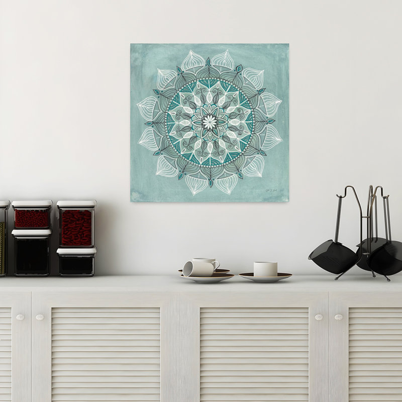 Mandala du désert, art floral vert, H 18 po x l 18 po
