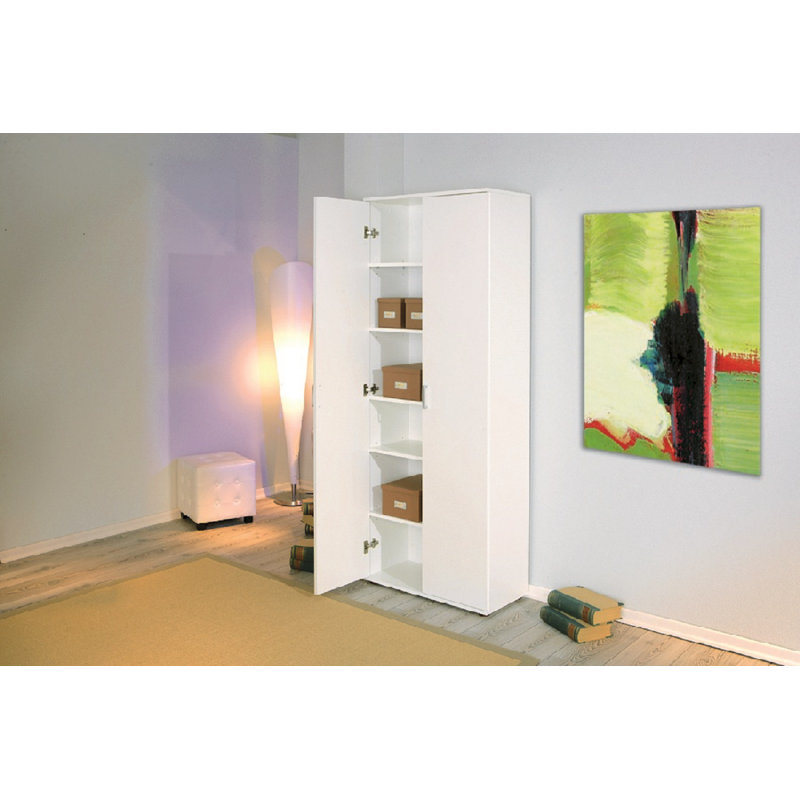 Caslyn 2-Door Wardrobe With Laminate Shelves, White