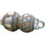 Urne en céramique orange / argent / bleu 13 po intérieur / extérieur