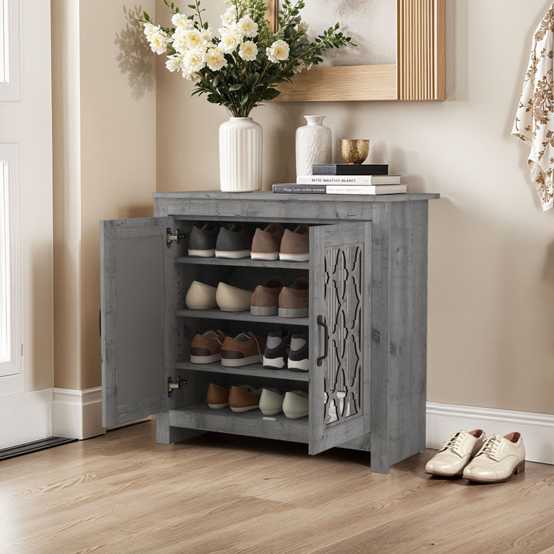 Chessani 12 Pair Shoe Storage Cabinet, Mexican Gray