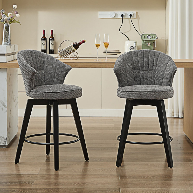 Ensemble de 2 tabourets de bar pivotants, Gris foncé