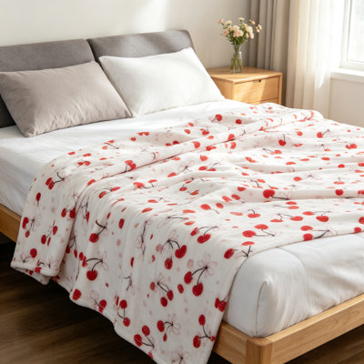 Jeté en flanelle à motif cerise